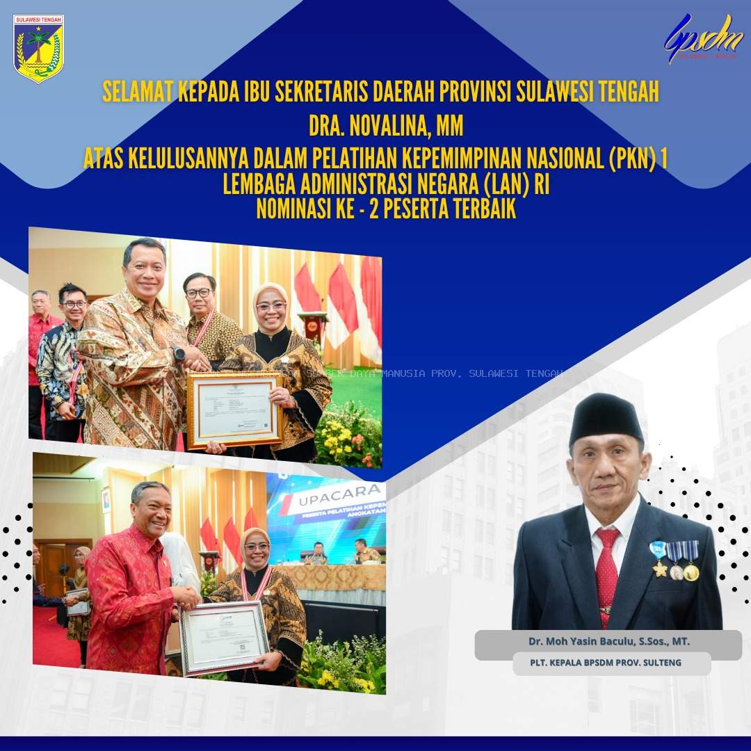 Sekda Sulteng Raih Dua Penghargaan Nasional di Proper Expo LAN RI 2025 PKN I Angkatan 62