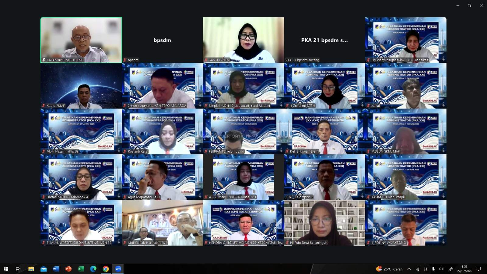 Pelatihan Kepemimpinan Administrator (PKA) Angkatan XXI Provinsi Sulawesi Tengah tahun 2026